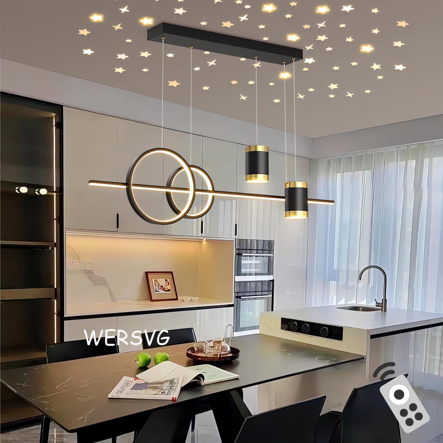 L100cm dimmerabile LED tavolo da pranzo luce a sospensione con faretto moderno soggiorno lampada d' Nero 45W luci a sospensione e pendenti altezza regolabile per soggiorno ufficio sala da pranzo Bar