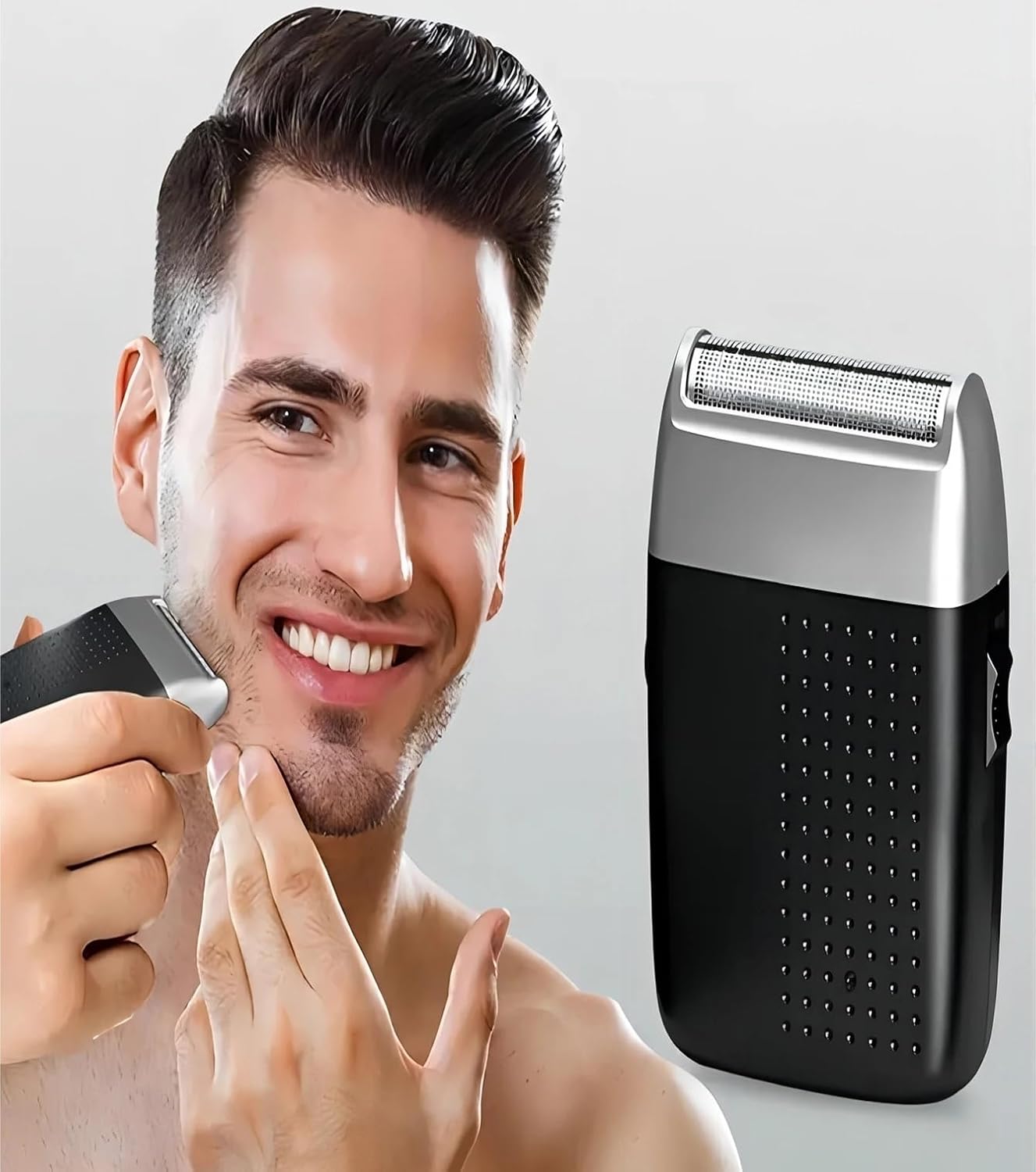 男性用フォイルシェーバー 充電式電動コードレスシェーバー ポータブルポケットサイズ(Black)