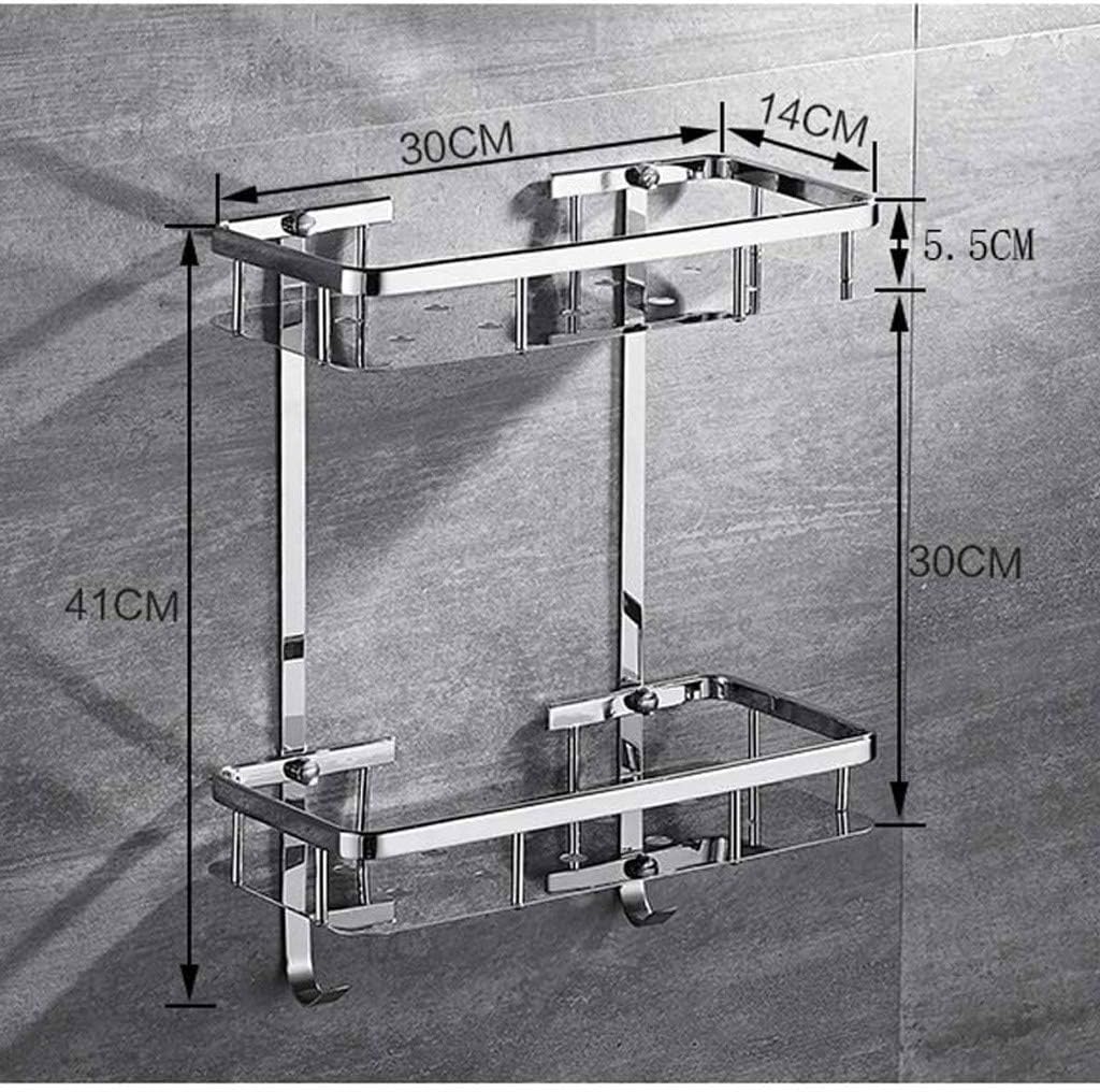 Wall Mounted Bathroom Shelf Without Drilling, Kitchen Storage Basket with Stainless Steel Anti Rust Plastic Shower