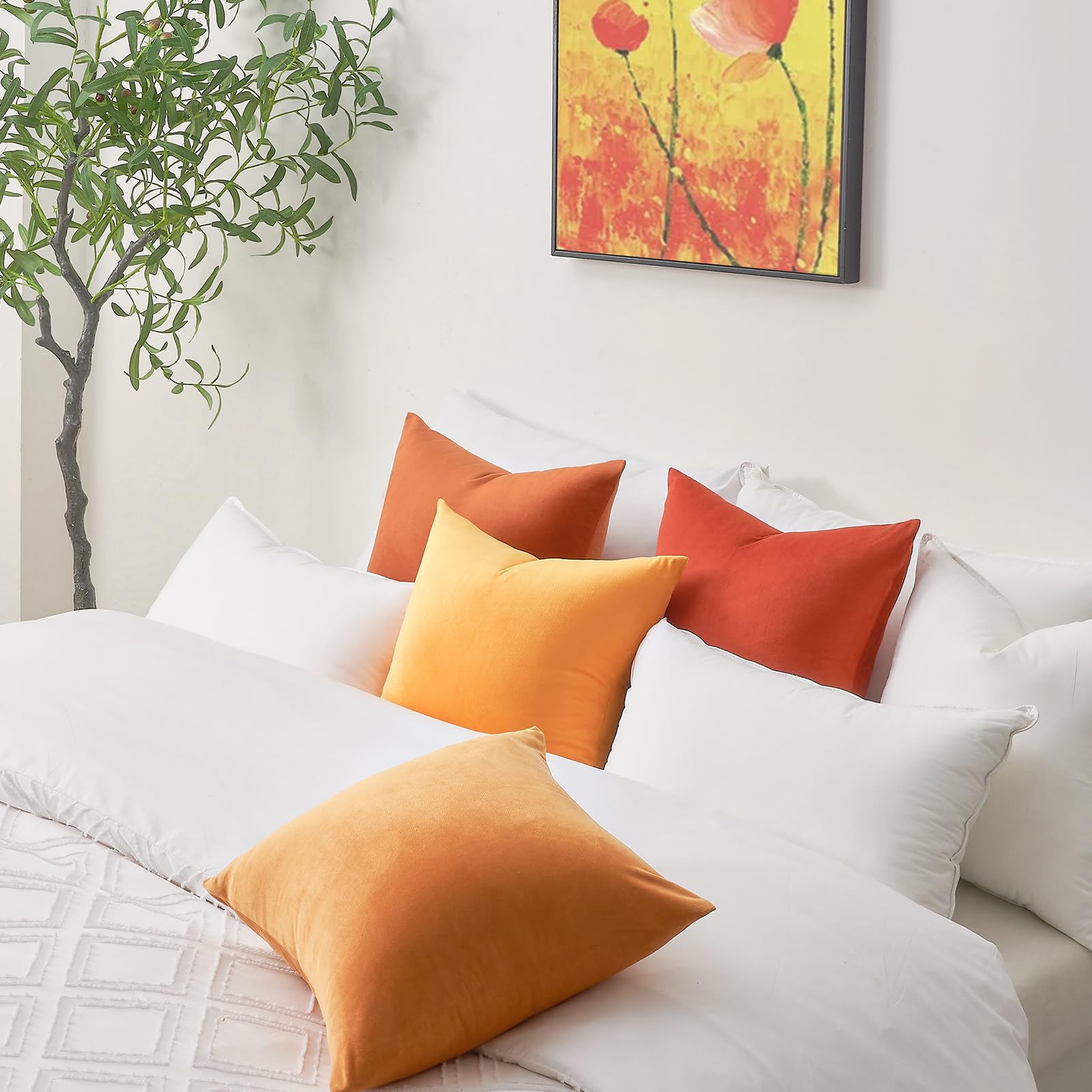 Topfinel 4 Pezzi Copricuscini Divano 40x40 Decorativo Casa Giallo Velluto Copricuscini per Cucina Sedia Soggiorno Letto Giardino Camera da letto Copricuscini Serie Moderna Giallo