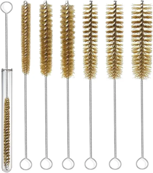 7pcs Brass Tube Brushes Bottle Brush Wire Tube Brushes,Long Wire Cleanling Brushes,Tube Cleaning Lab Brushes Straw Cleaner Brush Wire Bottle Brush Pipe Cleaner for Tubes,Bottle,Glass