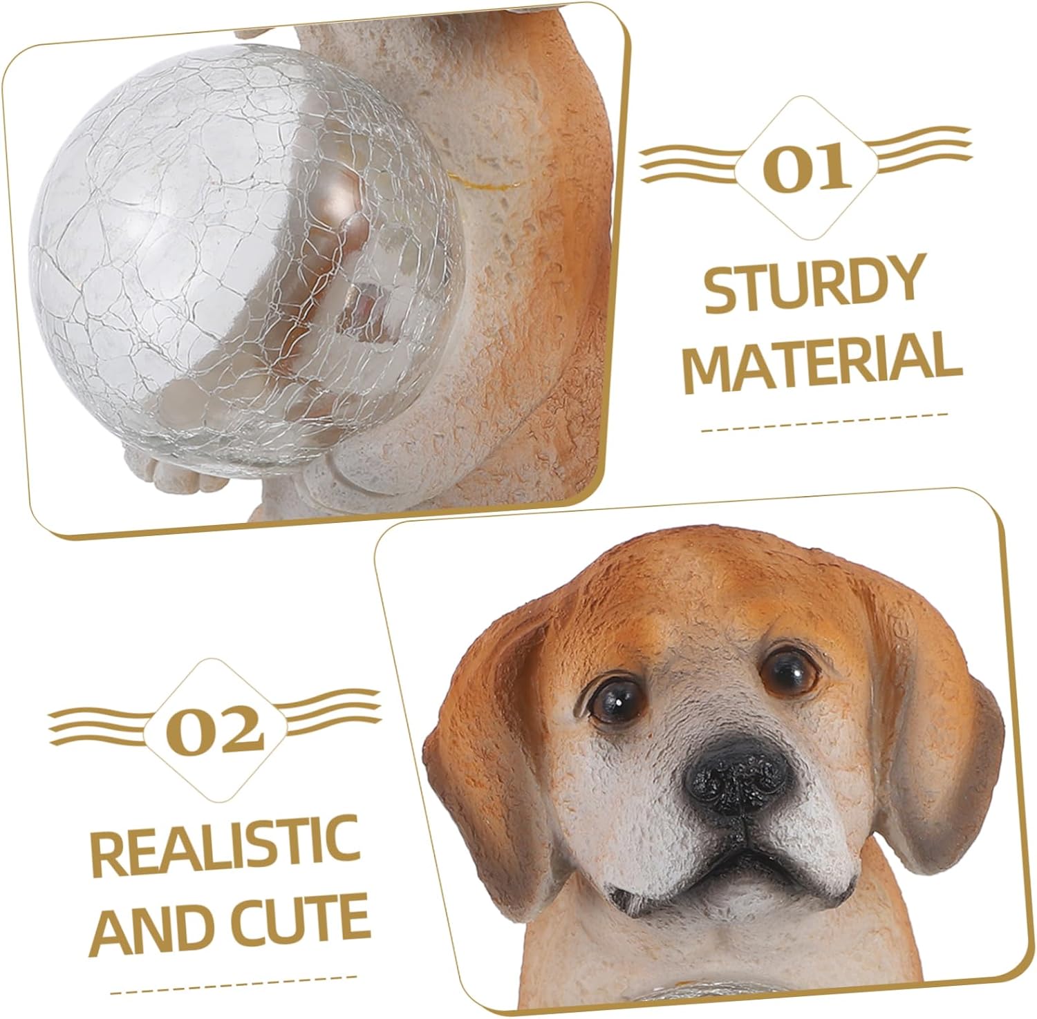 HANABASS Realistic Resin Dog Statue Garden Decor Solar Light Dog Figurine Adorable Pet Model for Outdoor Balcony Decor