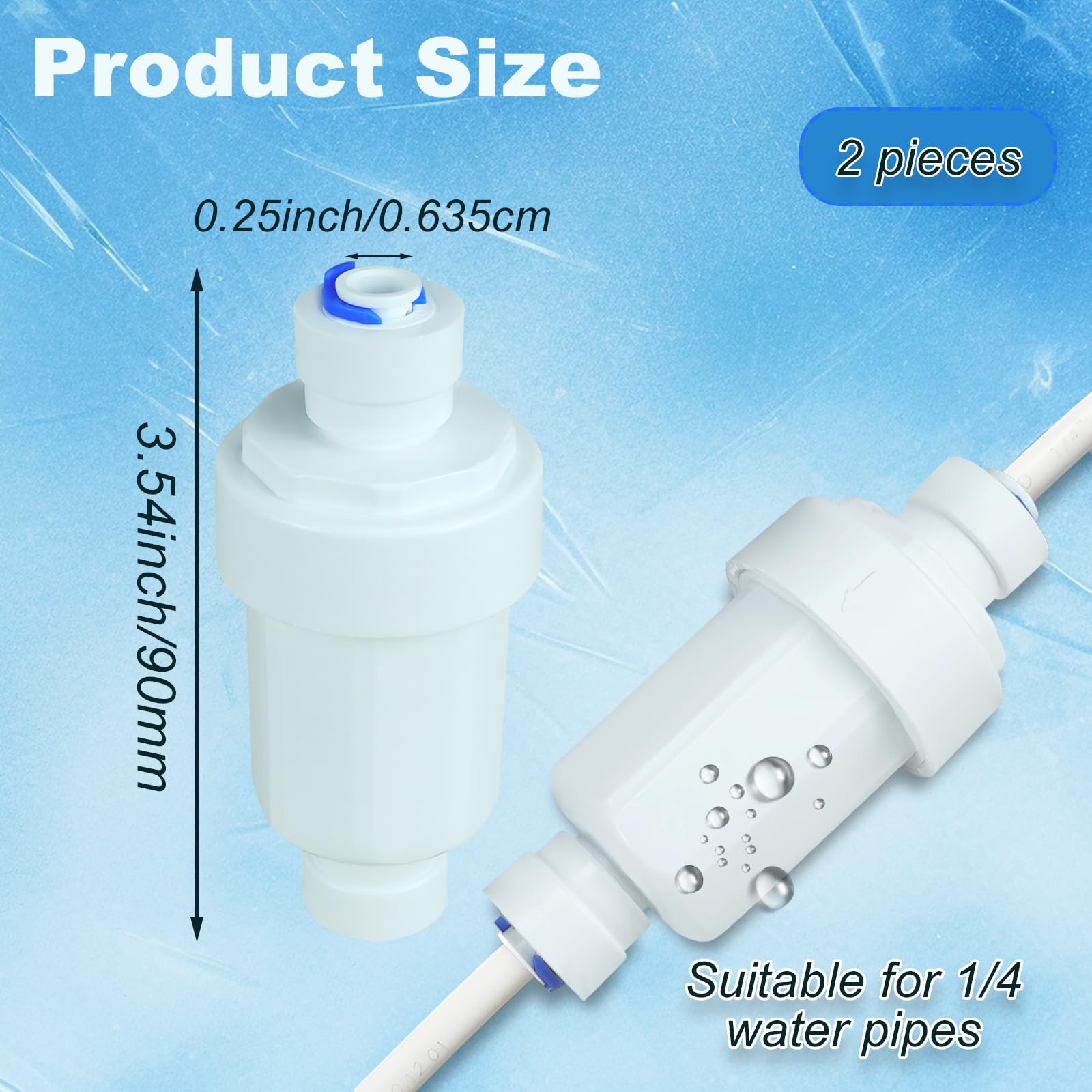 Sistema de nebulización para exteriores, filtro de agua, 2 piezas, filtro inhibidor de calcio para manguera de jardín de 1/4, filtro de agua dura, protector de sistema de nebulización de malla 100
