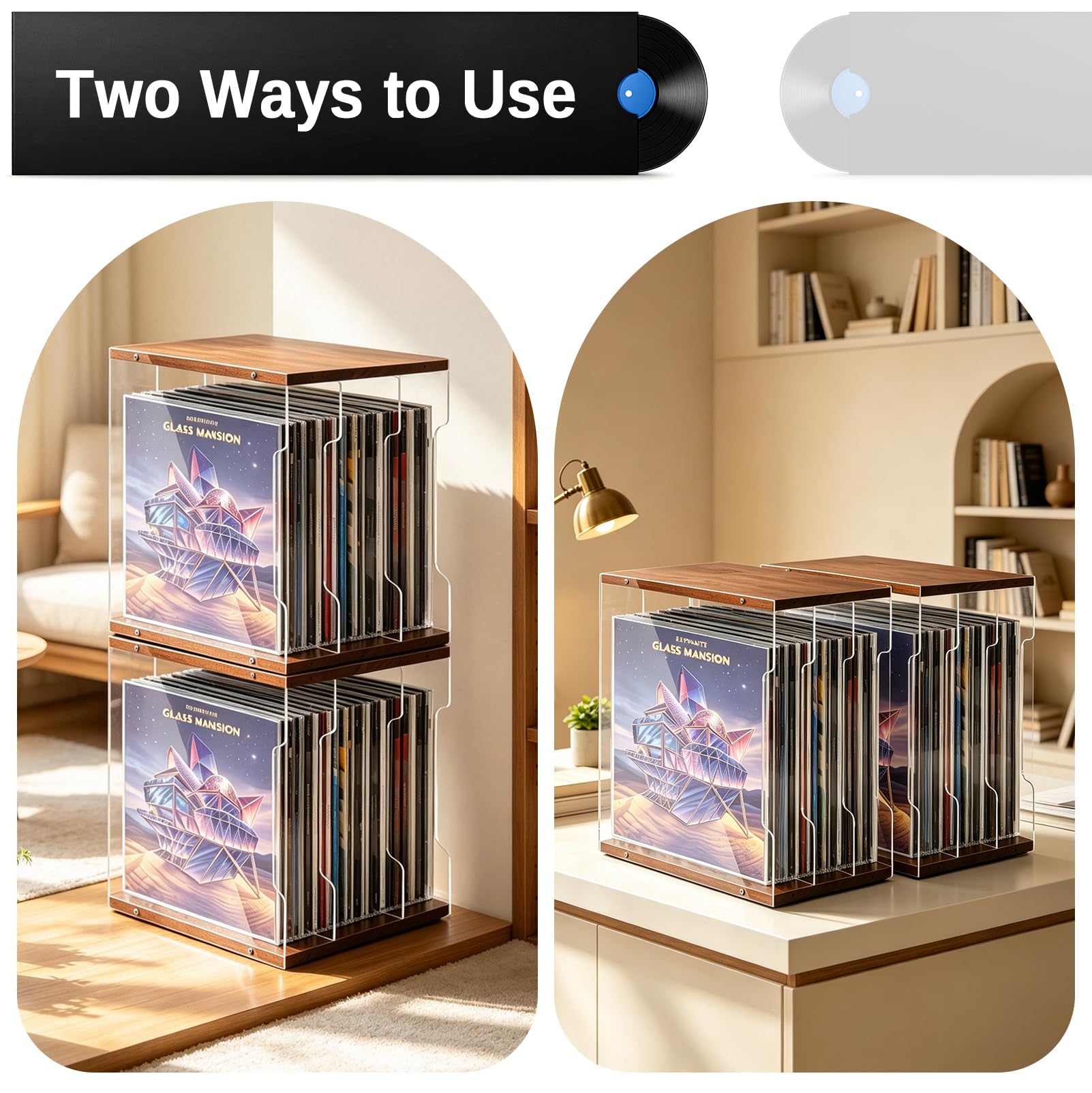 2 Packungen Schallplatten Aufbewahrung, für Musikzimmer & Wohnzimmer