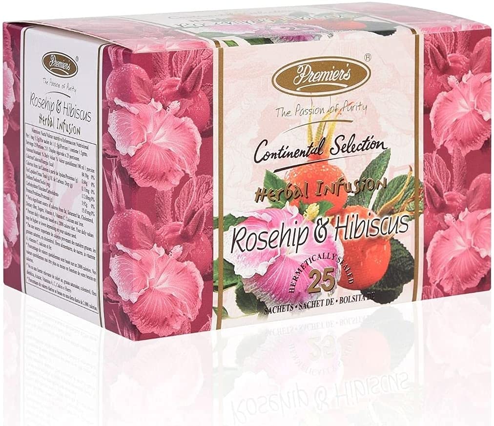 Premiers Rosehip & Hibiscus Herbal Tea, Caffeine Free, 100% Pure and Authentic, 25 Tea Bags, 37.5 GMS, No additives, Make Iced or hot Tea, an Infusion of Rosehip and Hibiscus Herbs… (B085GHLGTZ) Amazon Price History, Amazon Price Tracker