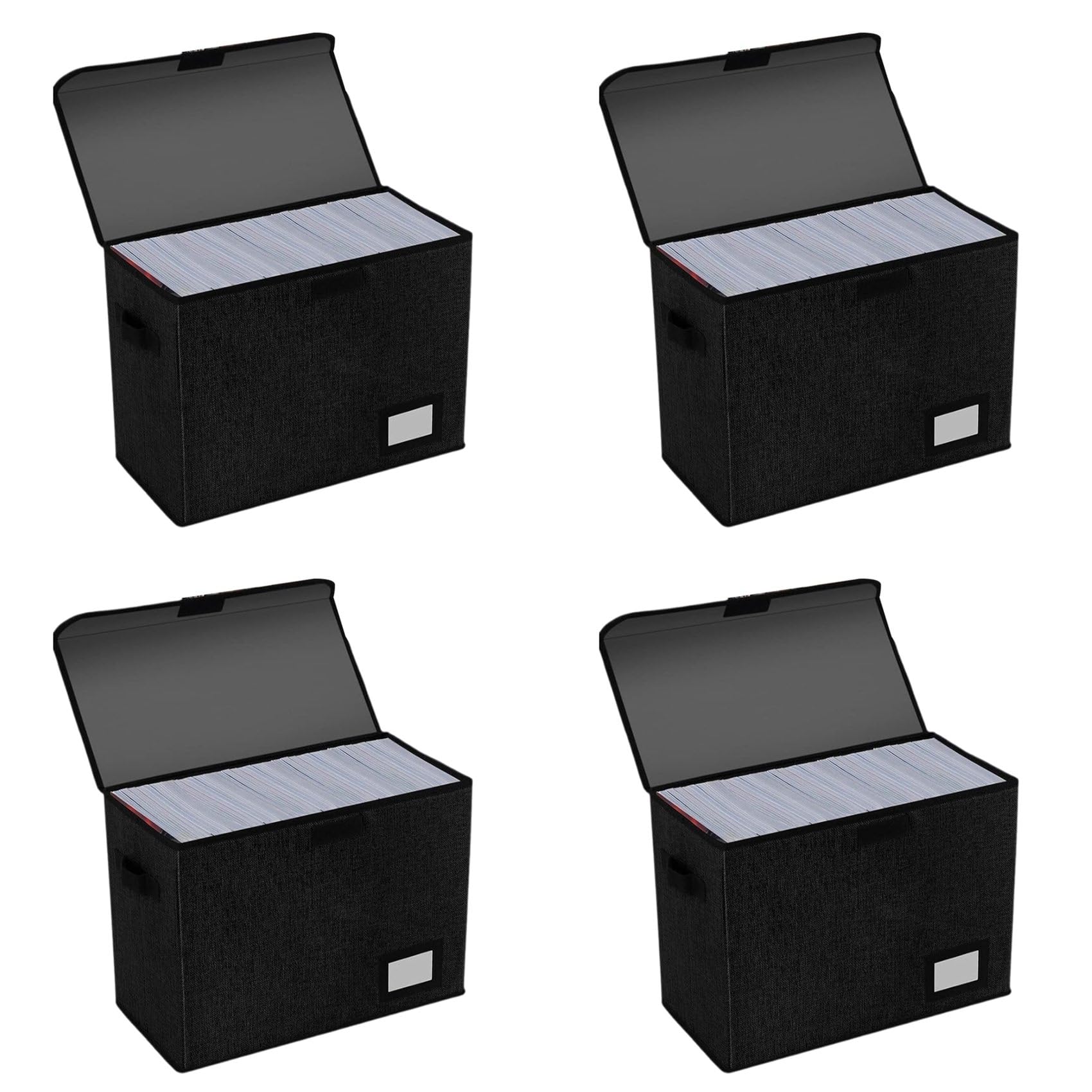Hndhbfgrt 4X Comic Book Boxes, Back to School Fold Comic Short Box Case with Lid, Book Bin Container Holds 150 Comics Black