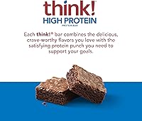 Vista 3 de think! Barras de proteínas, aperitivos altos en proteínas, sin gluten, barra energética sin azúcar con aislado de proteína de suero de leche