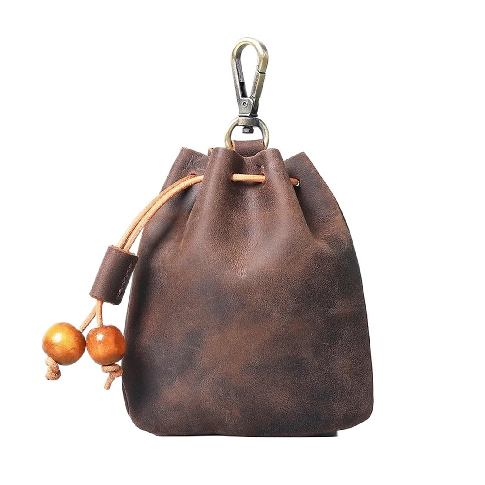 AYWTIUN Leather Drawstring Pouch Handmade Leather Drawstring Coin Purse Mini Portable Soft Key Wallet for Ladies