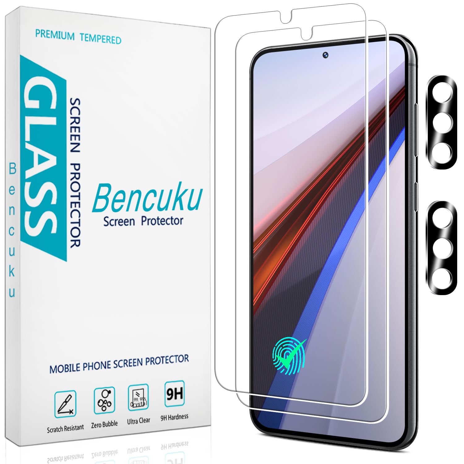 View 1 of Bencuku 2+2 Pack Screen Protector for Samsung Galaxy S23 Tempered Glass