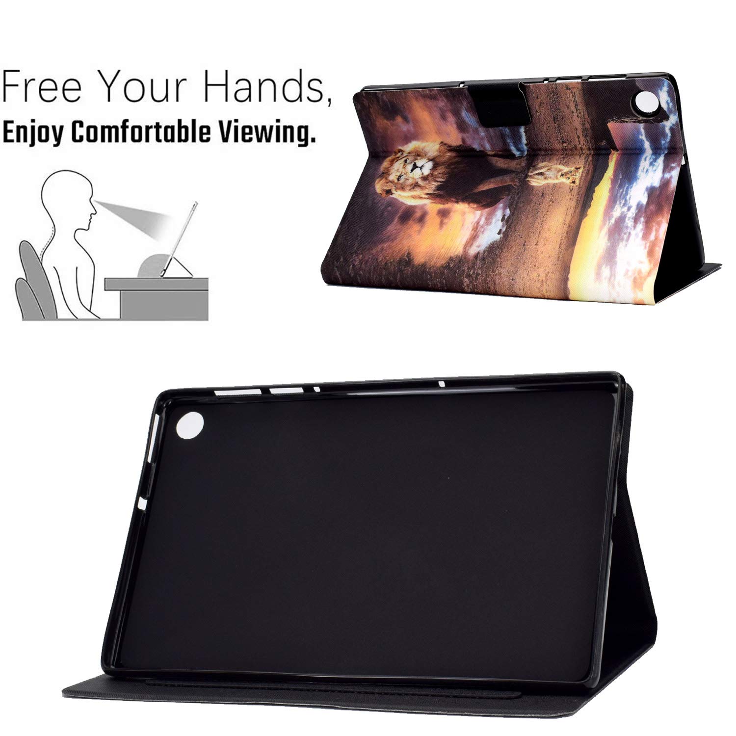 Custodia Per Lenovo Tab M10 FHD Plus 10.3'' 2020 (TB-X606F/X606X) – Cover Ultra Sottile Con Supporto – Design Leone Specchio