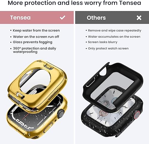 Vista 114 de Tensea - Funda protectora de pantalla impermeable para Apple Watch (2 en 1) para Apple Watch Serie SE 7, 5, 4, accesorios de 45 mm, iWatch protector
