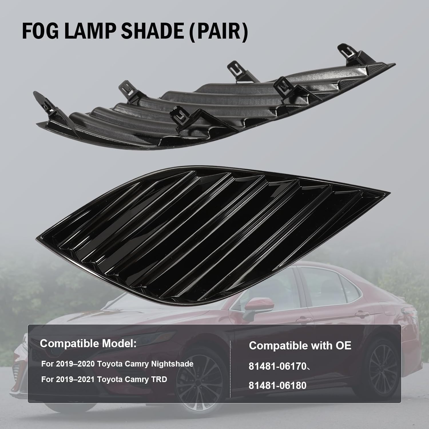 Front Bumper Fog Light Covers for Camry SE XSE Nightshade TRD 2018-2021, 81481-06170 81481-06180 Fog Lamp Cap - Image 4