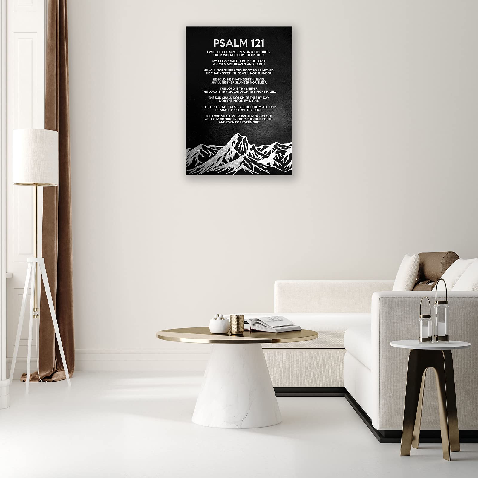 Palma 121 płótno cytaty sztuka ścienna plakat drukowane zdjęcia inspirująca dekoracja 'I Will Lift Up Mine Eyess' czarna grafika nowoczesny obraz do salonu oprawiony 16 x 24 cale (40 x 60 cm)