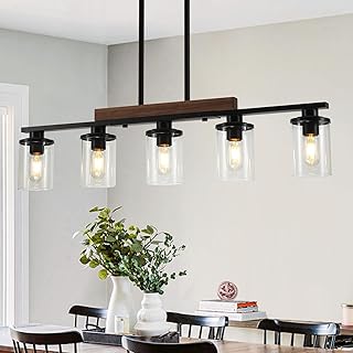 26 Black and White Kitchen Ideas That Never Go Out of Style 25 36.2‘’ Kitchen Lighting, 5-Light Dining Room Light Fixture Chandelier Ov...