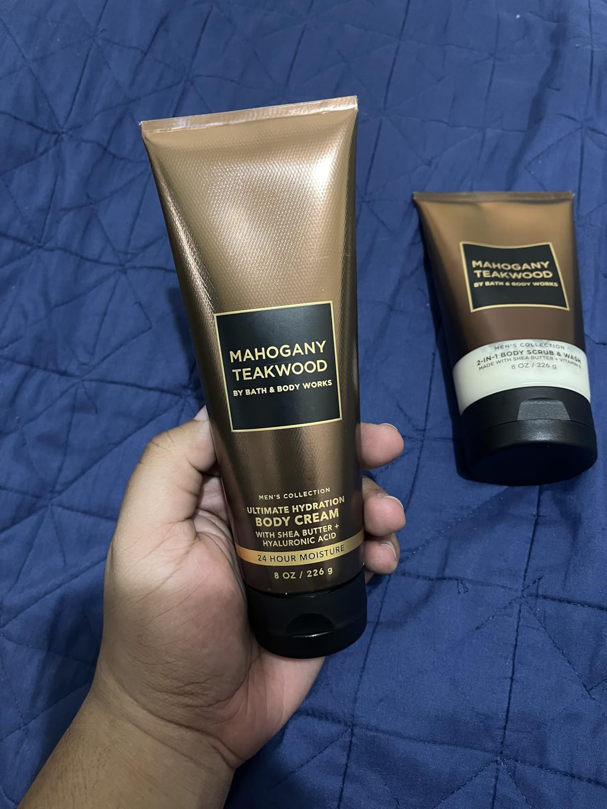 Bath & Body Works Men's Mahogany Teakwood Body Care Set: Exfoliating, Moisturizing Scrub & Cream Set of 2 8 Ounces