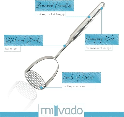 Miniatura 3 de Triturador de patatas de acero inoxidable, la mejor herramienta de cocina para puré de papas, aguacate, batata, frijoles, utensilio grande para