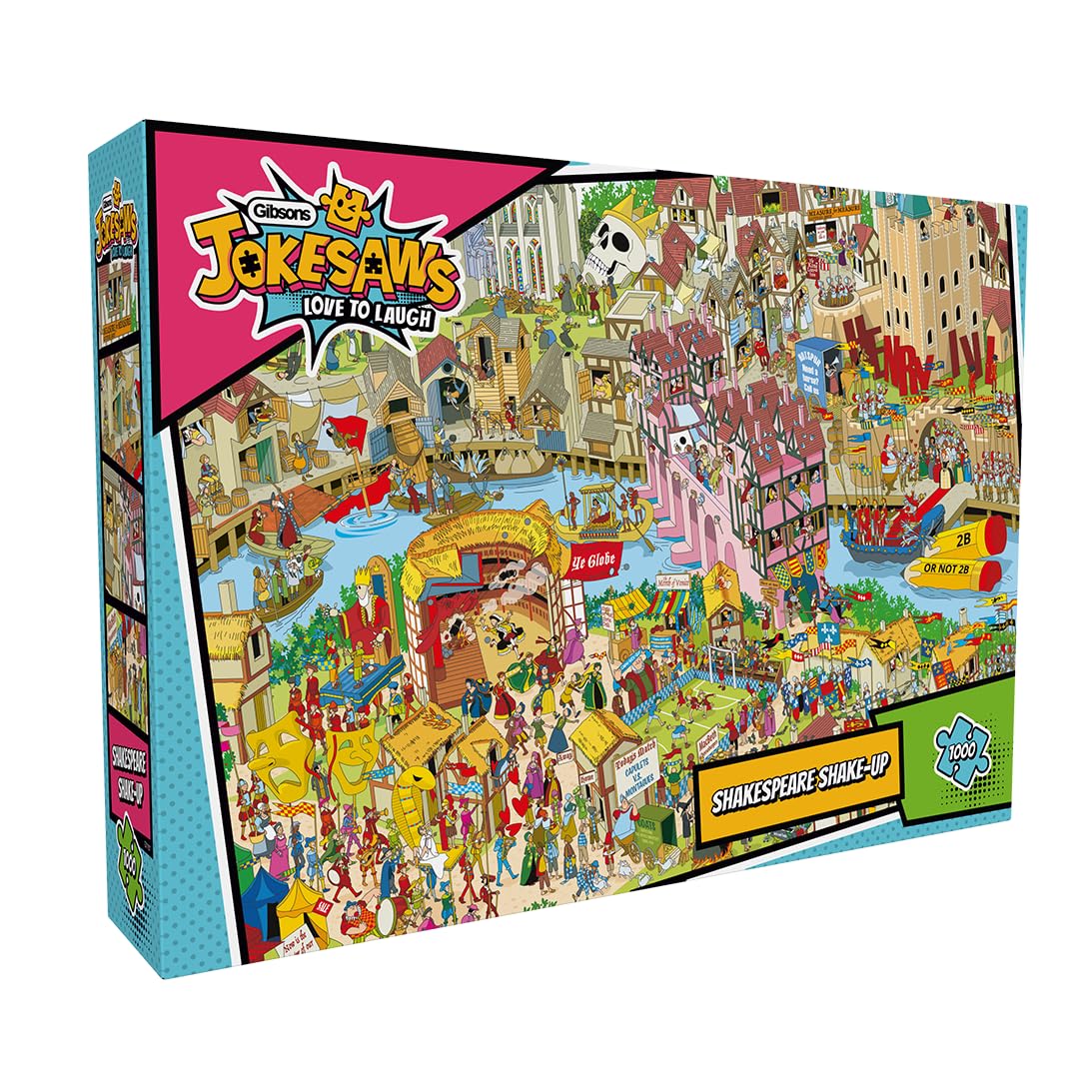 Gibsons Shakespeare Shake-up 1000 Piece Jigsaw Puzzle for Adults – Hilarious Literary Humour Puzzle by Andy Tudor – Jokesaws Love to Laugh Collection – Premium Sustainable Puzzle Made in the UK/EU