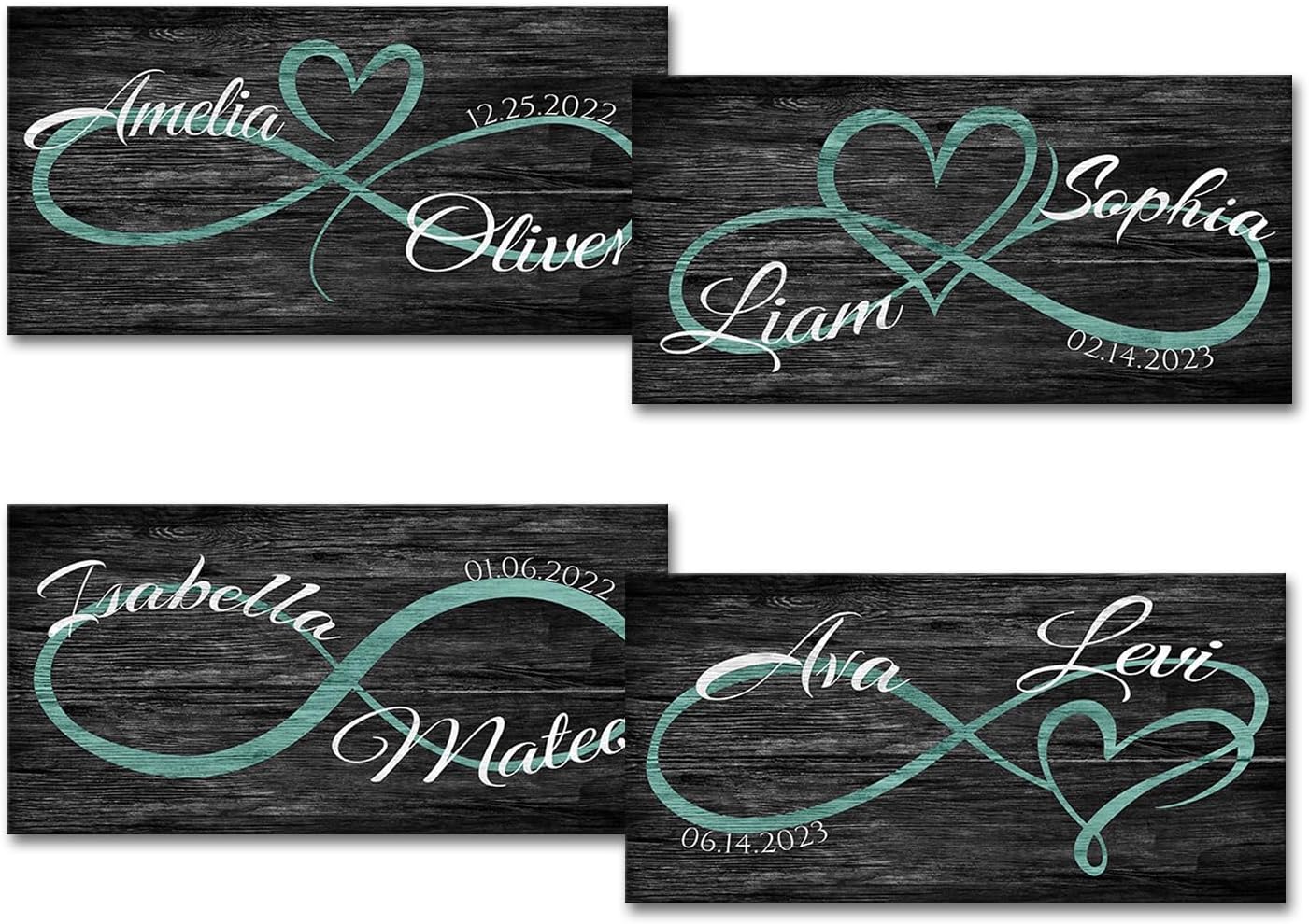 iLOOKLiKE Custom Couples Gift Ideas Infinity Heart with Couple Name and Special Date Wall Art Personalized Canvas Prints Home Decor Framed for Him Her Wife Husband Wedding Newlywed Engagement