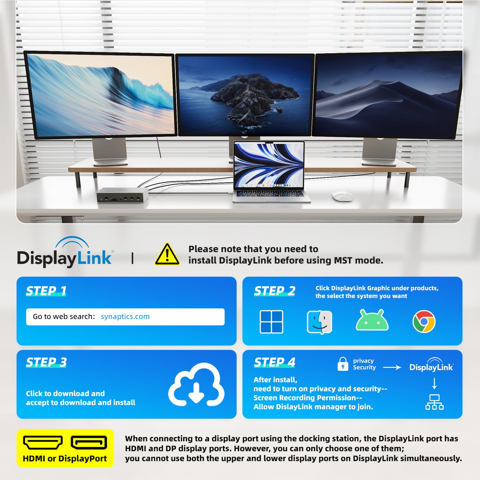 Snapklik.com : DisplayLink Docking Station 3 Monitors For MacBook M1 M2 ...