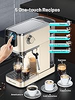 Vista 4 de Espresso Machine, 20 Bar Espresso Maker Milk Frother & LCD Panel, Hot & Iced Coffee Machine, Stainless Steel Espresso Coffee Machine with 41oz Water