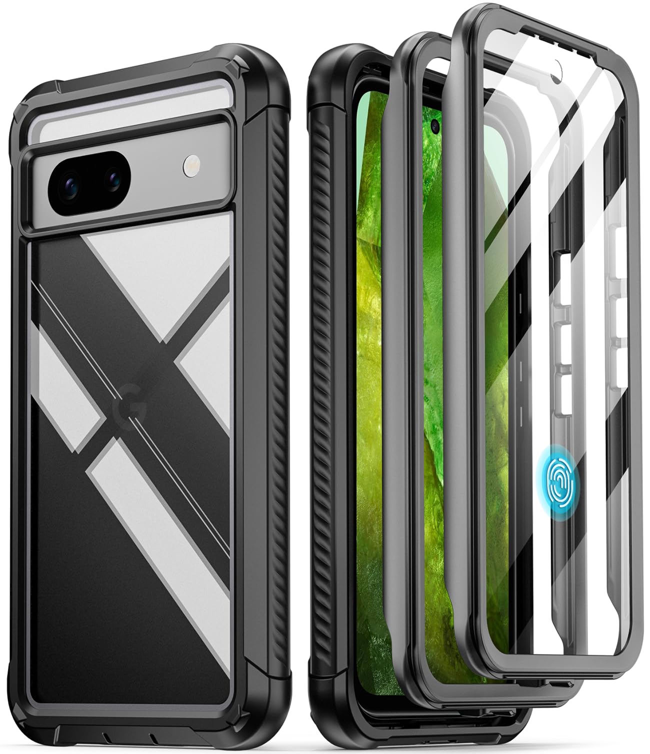 Poetic Guardian Case Compatible with Pixel 8A 5G (2024), Built-in Screen Protector [Work with Fingerprint ID], [2 Front Frame] Full Body Shockproof