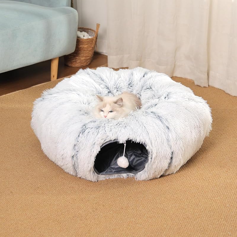 Túnel para Gatos com Cama Plush e Saídas Duplas COODIA DS-2564, Tamanho L