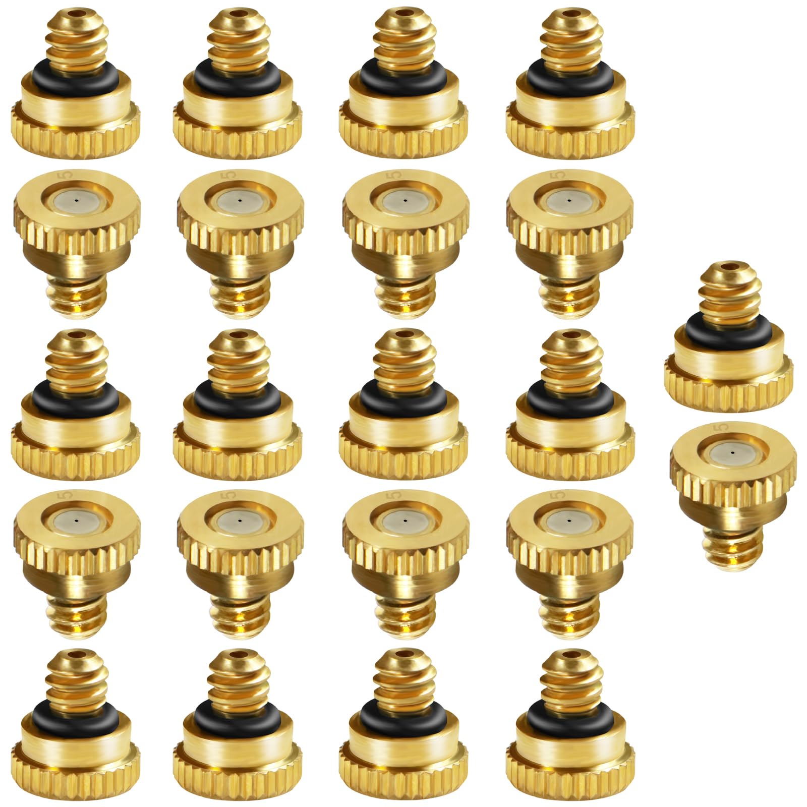 Sohnvwtgd 0.019'' Brass Misting Nozzles For Garden Cooling System 0.019" (0.5 Mm) 10/24 Unc (22 Pcs) (0.019'')