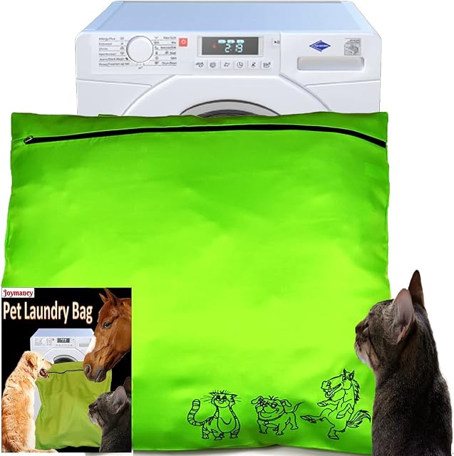 Green Pet Laundry bag Jumbo size ,80cm by 70cm, Stops Pet Hair Blocking the Washing Machine, 2021 Treble Stitched for Cat Dogs Horses (L)