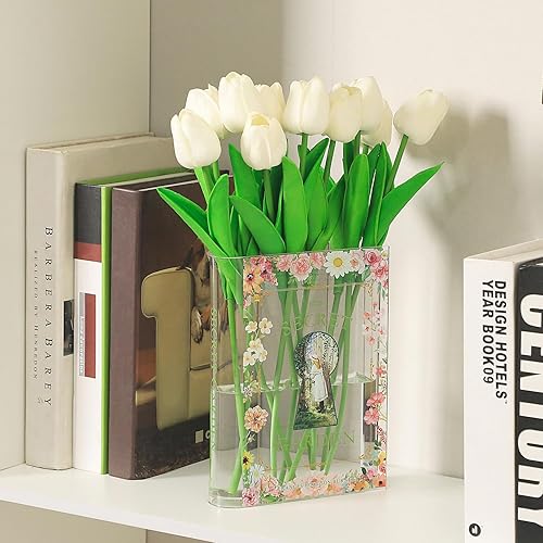Miniatura 8 de Florero de libro para flores, jarrones de libro de acrílico transparente, florero de libro, libro sobre flores, jarrones decorativos modernos para