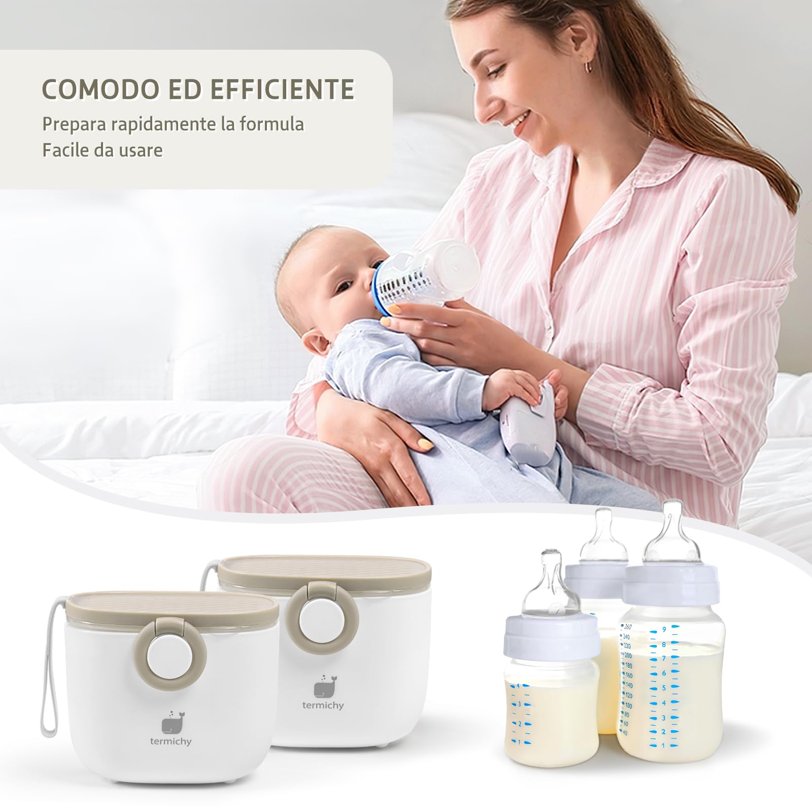 Termichy Dispenser per il latte in polvere, 250g Dispenser di Polvere Formula, portatile contenitoredi latte in polvere per neonati(cachi, 1 pezzo)
