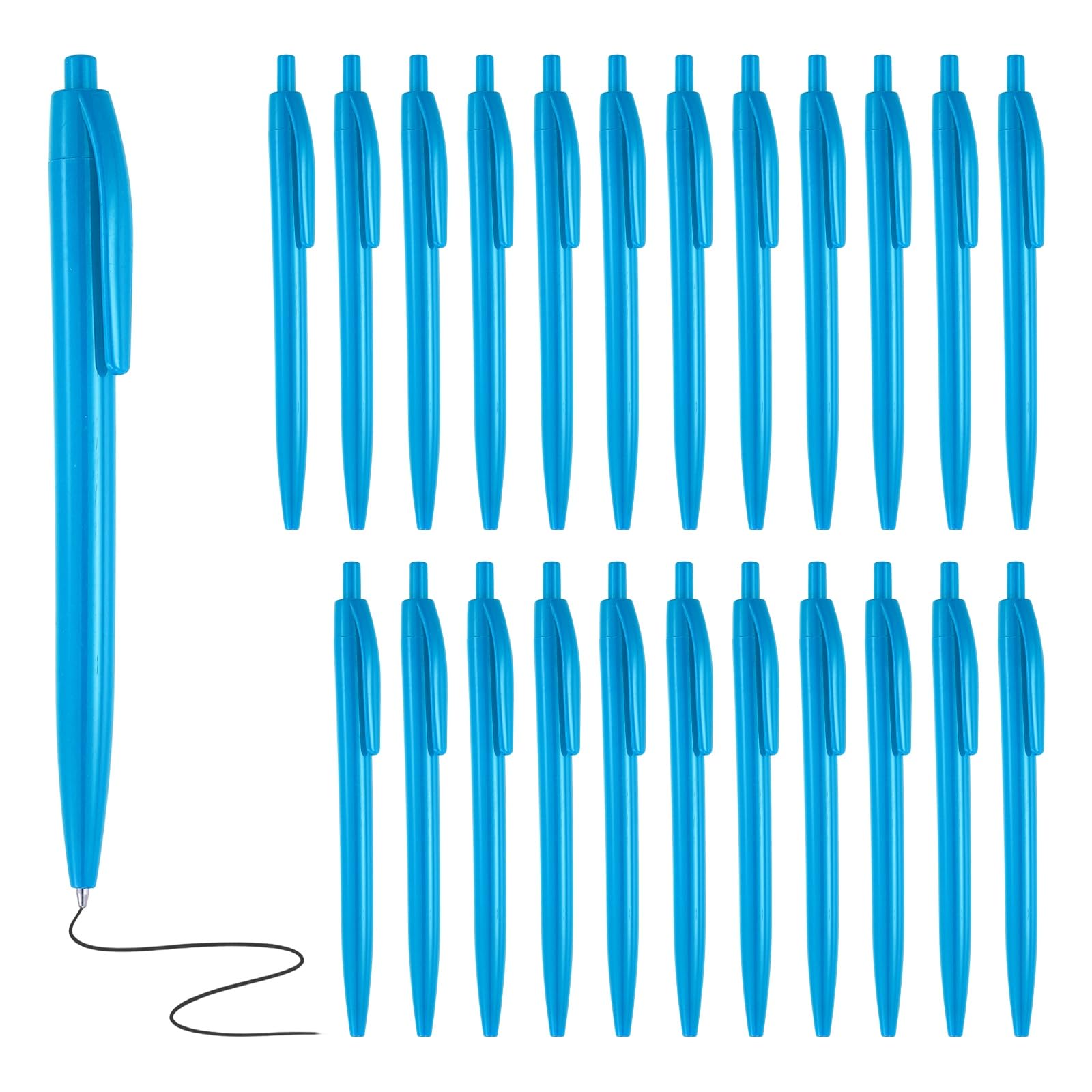 PATIKIL 50 Pcs BallPoint Pens, Retractable Black Ink Bulk Pens with Clip, 1.0mm Medium Point Smooth Writing Office Supplies for Signing, Writing, Classroom, Sky Blue Casing