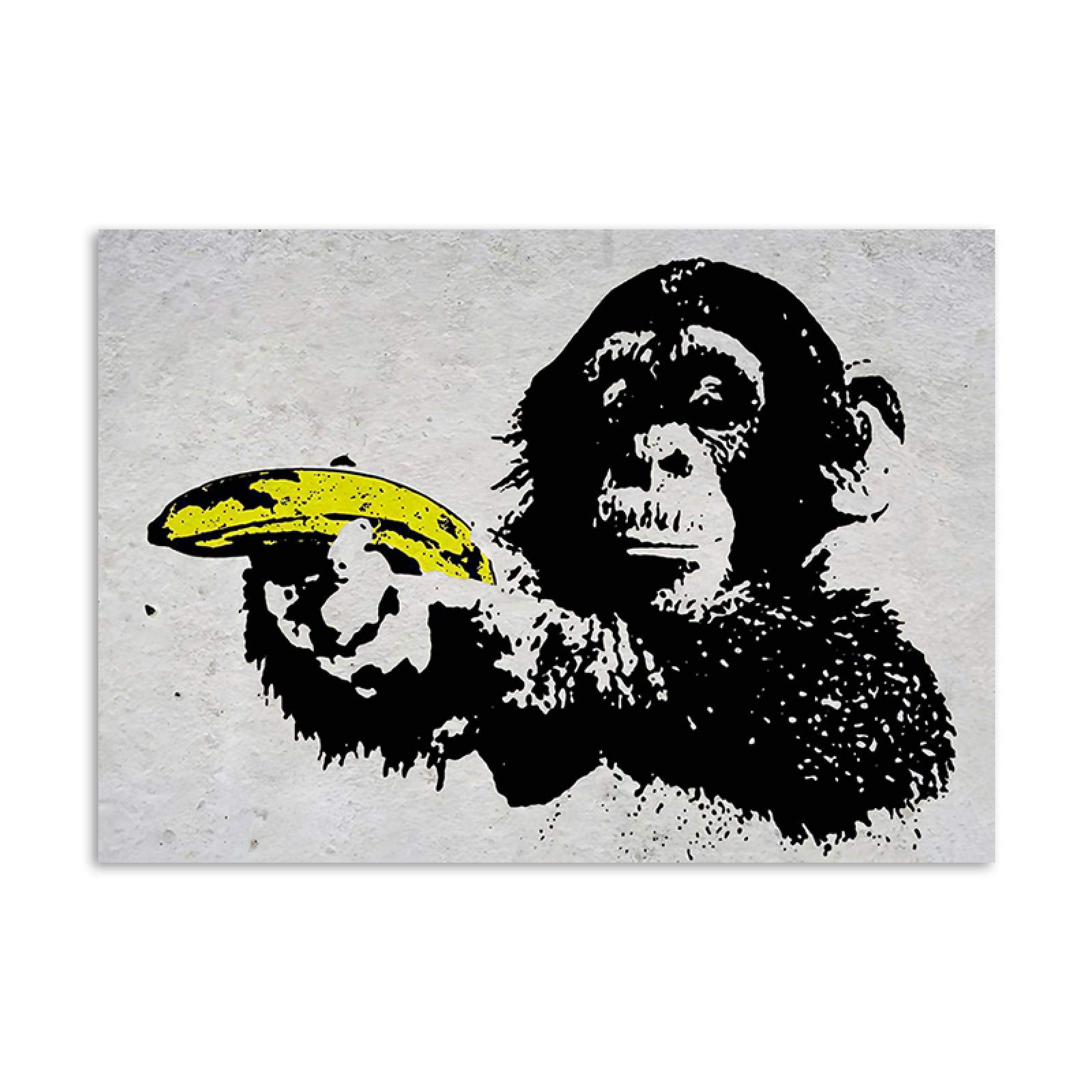 Amazon.co.jp: 面白い壁アート猿のポスターとプリント黒類人猿猿バナナ