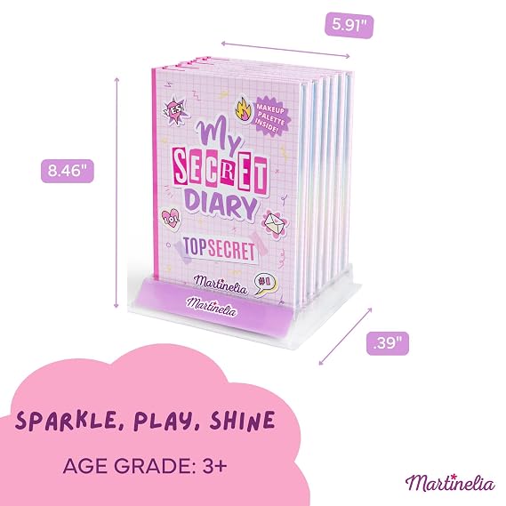 Martinelia Super Girl My Secret Diary Kids Makeup Set- Vanity Kit with Brushes, Eyeshadow, Blush & Lip Gloss- Non Toxic Play Make Up for Girls 5-12