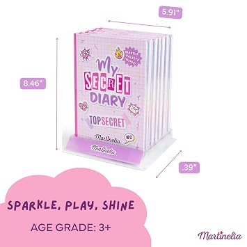 Martinelia Super Girl My Secret Diary Kids Makeup Set- Vanity Kit with Brushes, Eyeshadow, Blush & Lip Gloss- Non Toxic Play Make Up for Girls 5-12