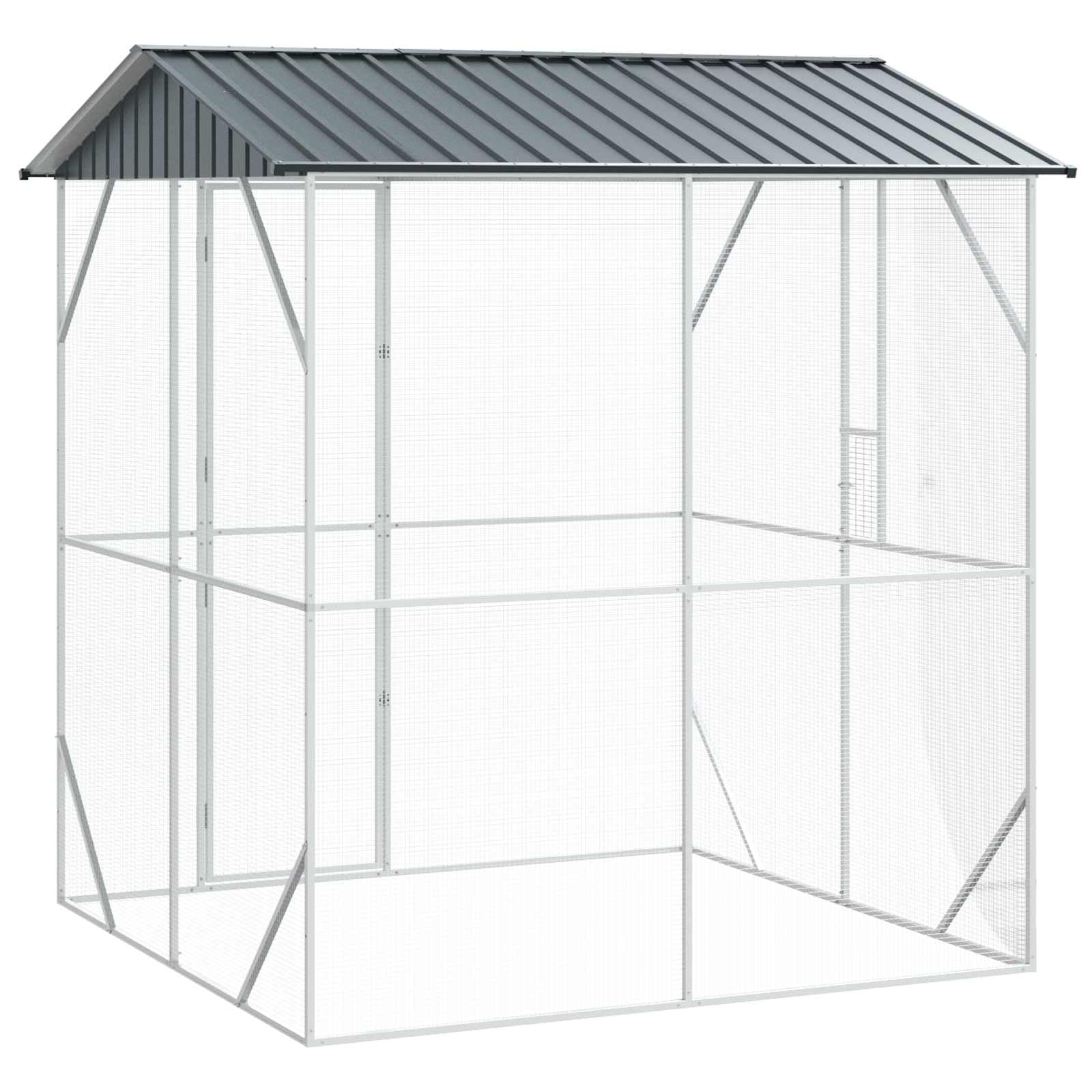 Generisch Vogelkäfig Anthrazit 215 x 208 x 247 cm Verzinkter Stahl,Tier- & Haustierbedarf,Haustierbedarf,Vogelbedarf,Vogelkäfige & -ständer-3325152