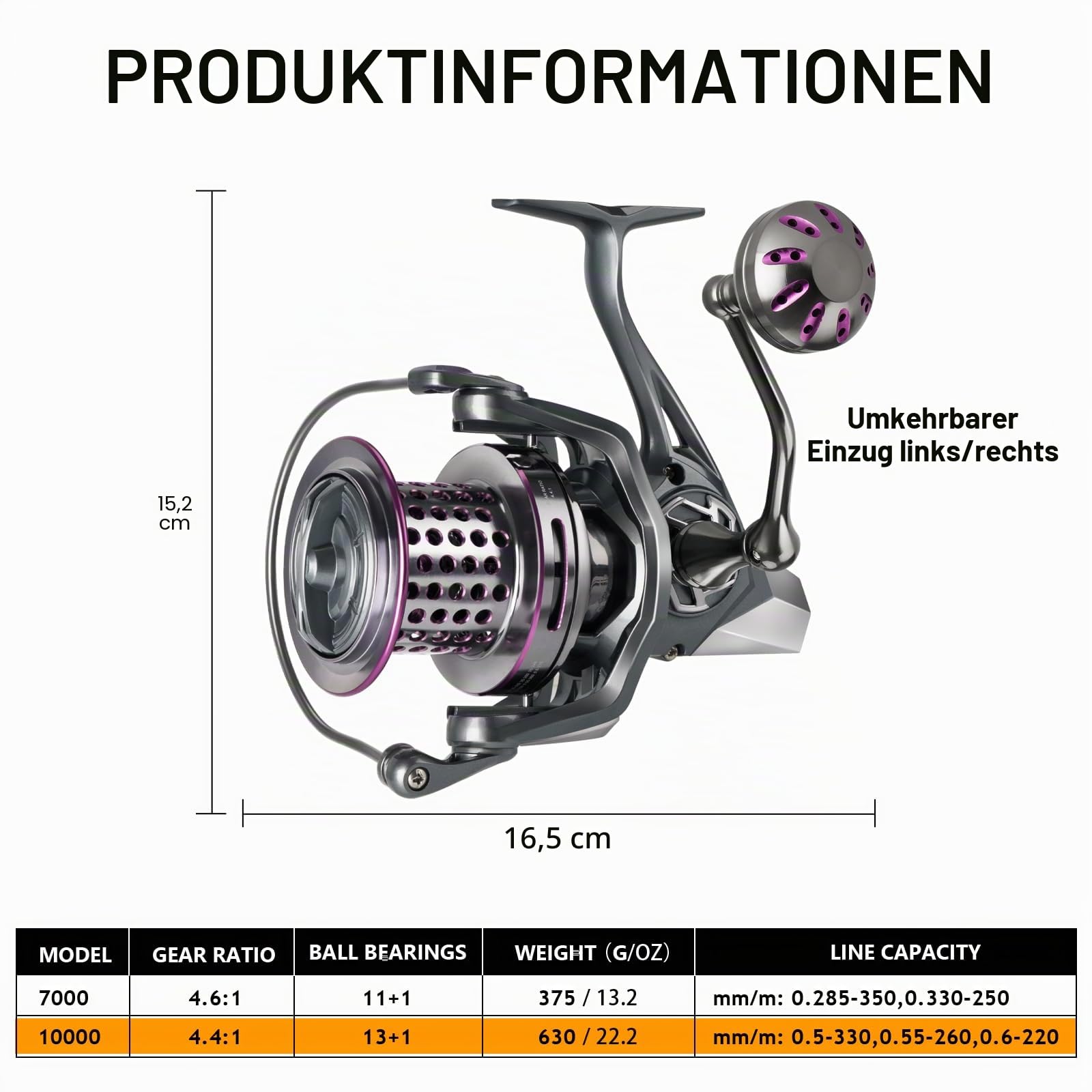 THKFISH Salzwasser-Spinnrolle Brandungs-Angelrollen, Salzwasser, extrem Glatte, robuste Rolle mit CNC-Aluminium-Spulenrollen für Lange Würfe
