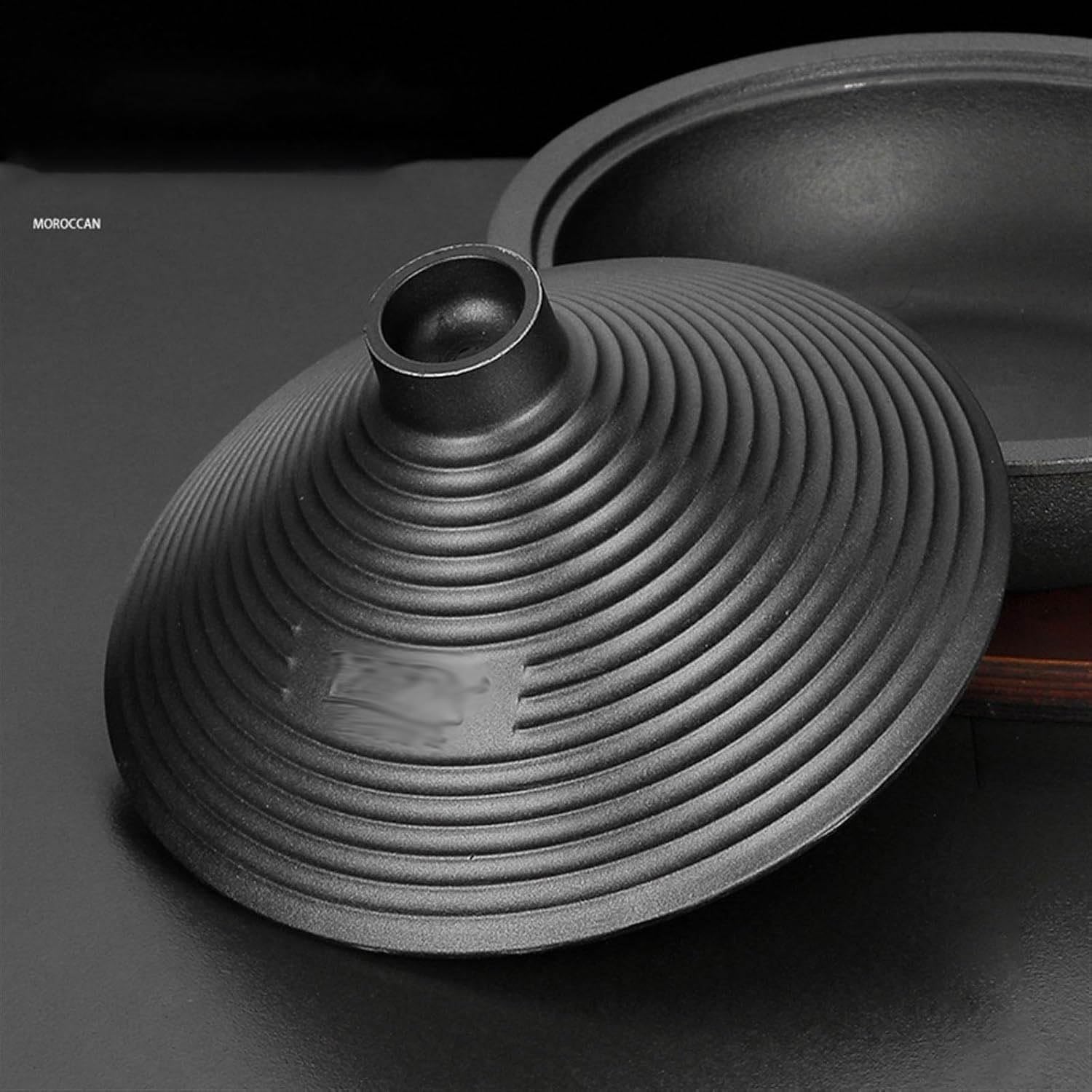 Marokkanischer Tajine-Topf Mit Tablett – Gusseisen, Antihaftbeschichtet, Induktionsgeeignet, Unverzichtbar Für Die Küche Für Gasherde, Konischer Deckel Für Geschmackvolles Kochen(Size:28cm)