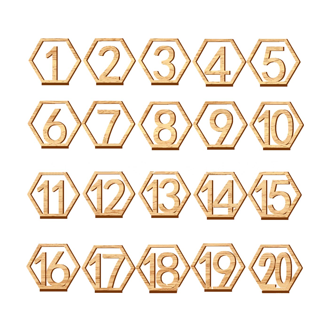 WildWave Rustic Wooden Table Numbers,Hexagon Shape 1-40 Wedding Table Numbers with Holder Base,Ideal for Wedding Event Party or Catering Decoration Supplies