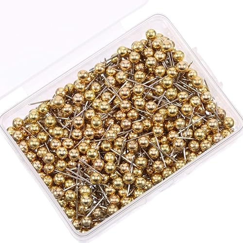 Healifty 400 alfileres de costura, cuentas de bola, alfileres rectos para costura, joyería, costura y decoración de manualidades (dorado)