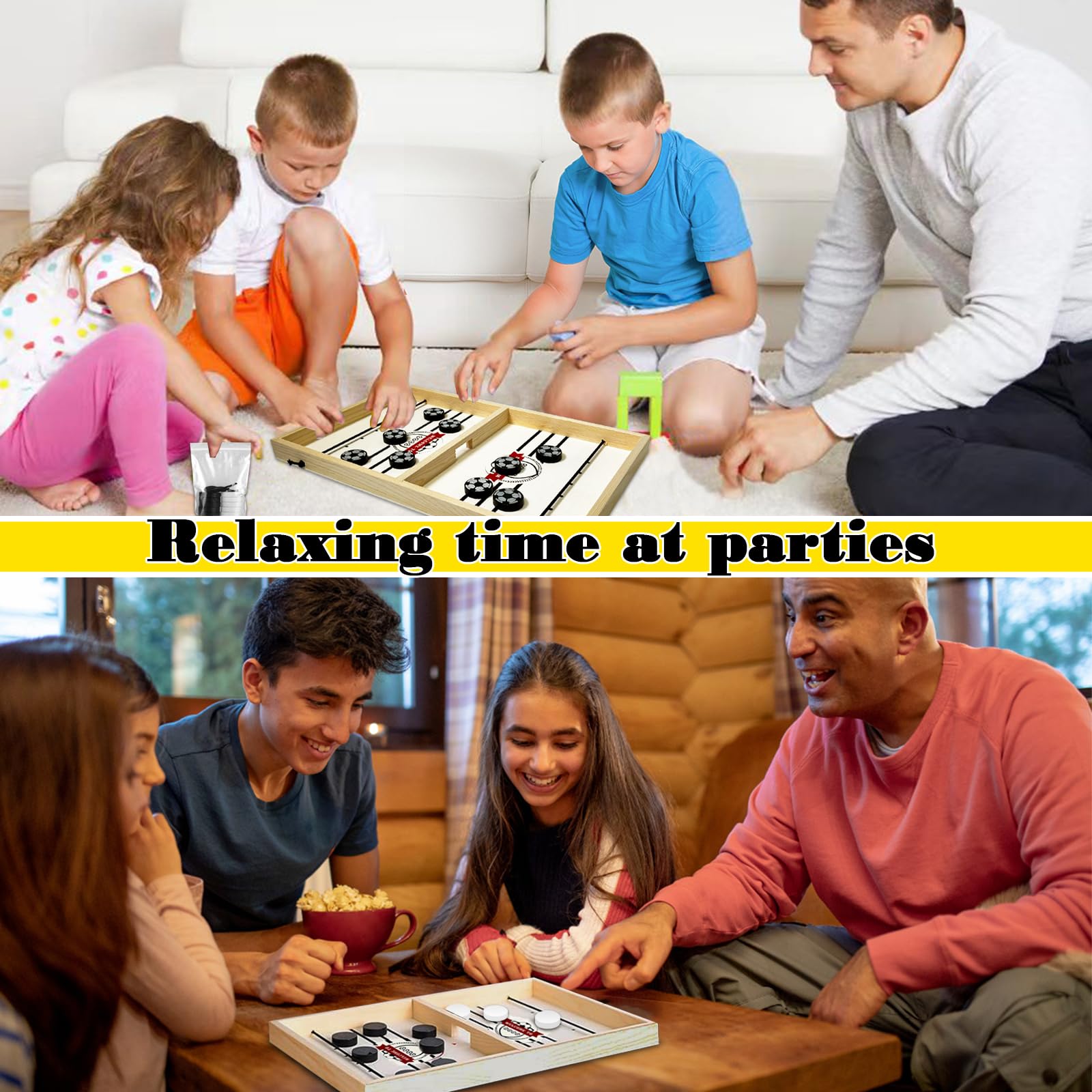 Maphilu Swingbou Juego de Mesa de Hockey Fast Sling Puck Grande Doble Catapult Chess Parent-Child Interactive Table Game