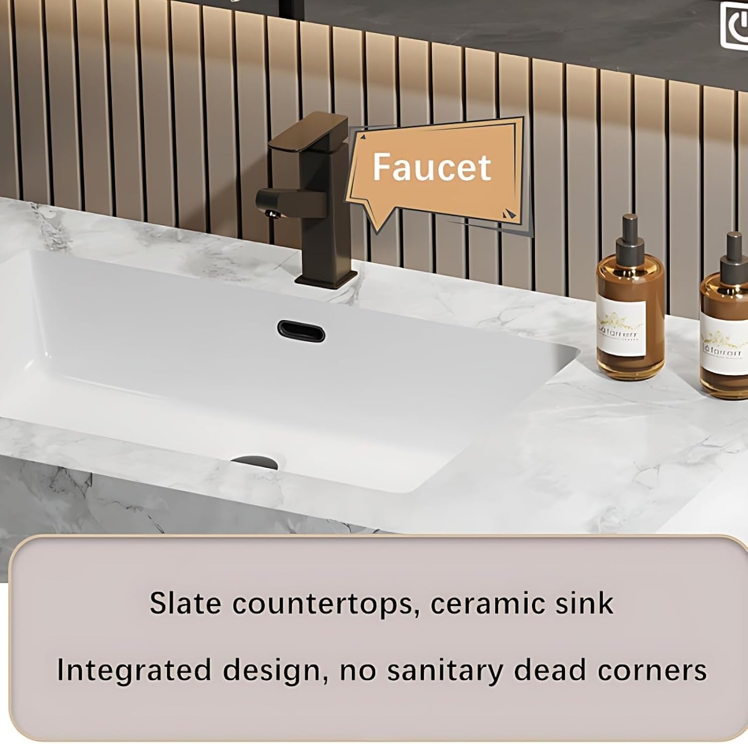 Double Bathroom Vanity with Sink - Floating Bathroom Vanity with Drawers & Smart Defog Mirror Cabinet, Solid Wood Bathroom Vanity, Wall Mounted, Modern Style Design. (52 in)