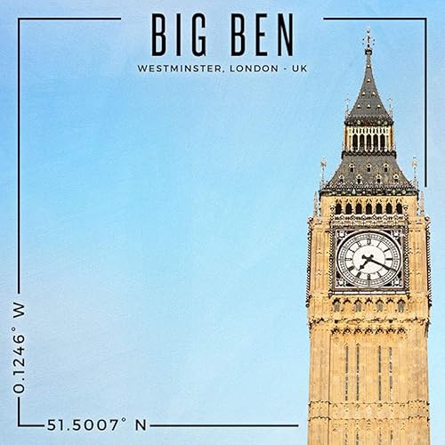 Miniatura 2 de Scrapbook Customs 39975 Big Ben Westminster London England UK Coordinates 12 x 12 Papel de recortes de doble cara - 1 hoja