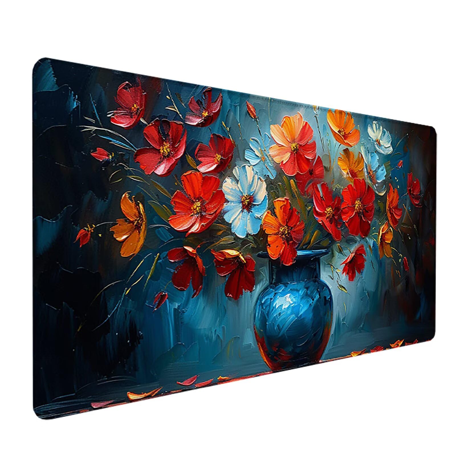 Florero Alfombrilla Ratón Gaming XXL 1500x800 mm, Alfombrilla Gaming Rojo Mousepad con Base de Goma Antideslizante, Impermeable Desk Mat para Teclado y Raton, Accesorios Gaming, Regalos de Hombre I-N
