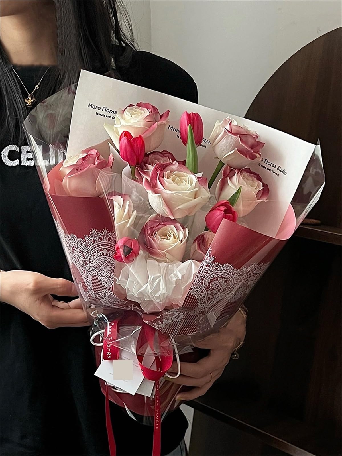 Carta da regalo for fiori per Carta Alimentare | Carta da regalo for carta artigianale fai da te(Red)