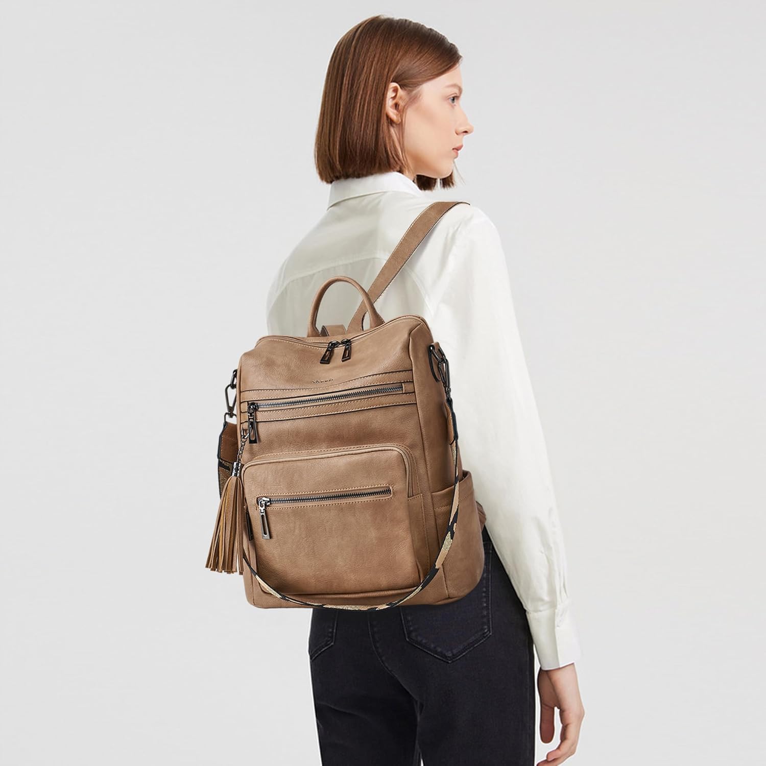 Shrrie Backpack Purse for Women Leather Backpack Fashion Designer Travel Backpack Convertible Shoulder Bag - Image 3