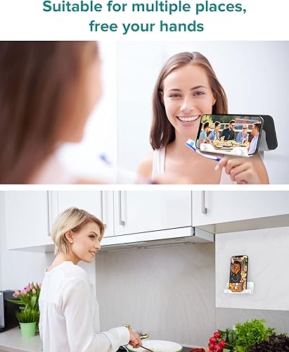 Miniatura 15 de HomeMount Soporte de pared para teléfono, tira adhesiva manos libres para dormitorio, sala de estar, cocina, compatible con todos los teléfonos