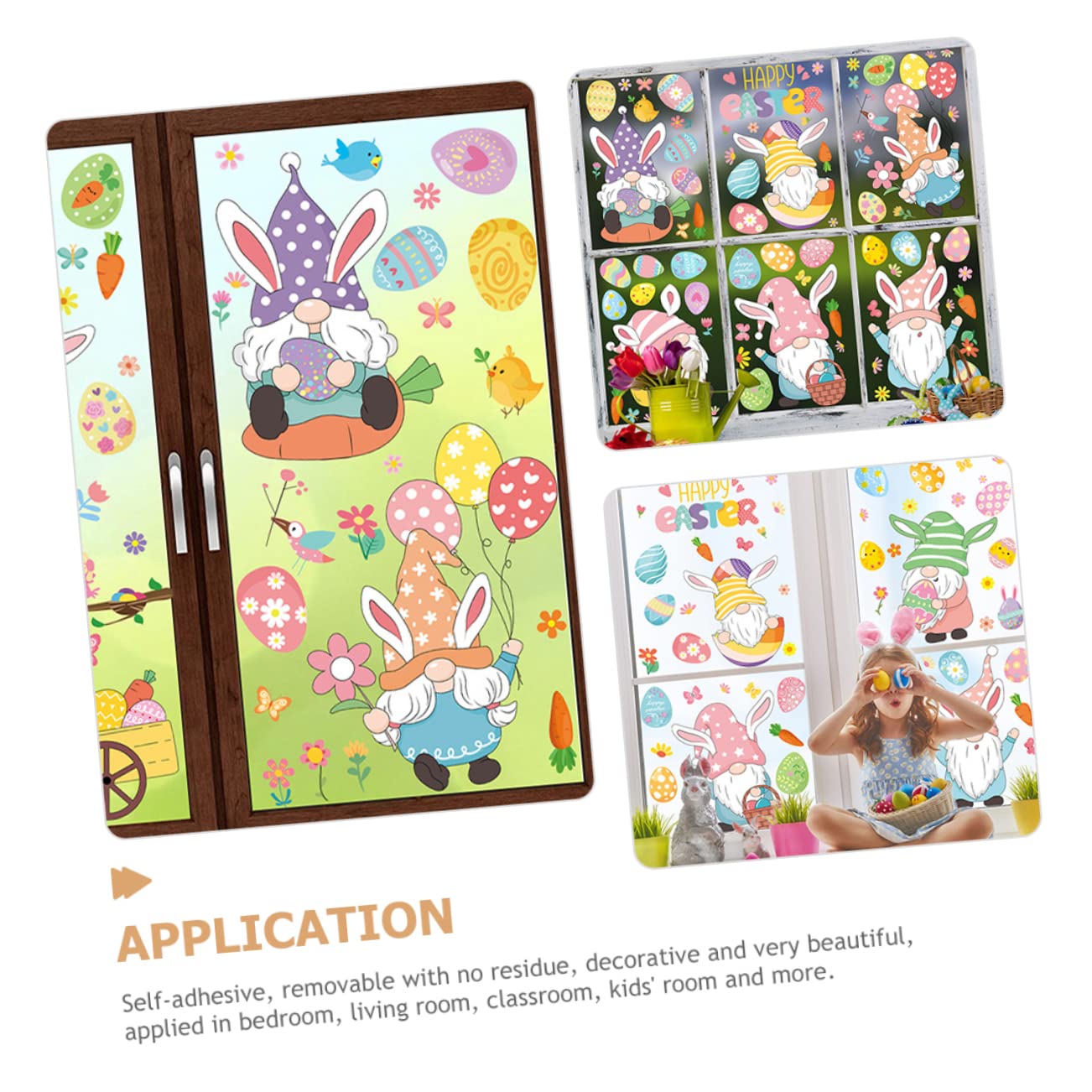 MAGICLULU 4 Juegos Etiqueta De La Pared De Pascua Tinte Puerta De Navidad Pegatinas Decoración Etiqueta De La Ventana Del Festival Ventana De Conejito Se Aferra Huevo De Polivinilo