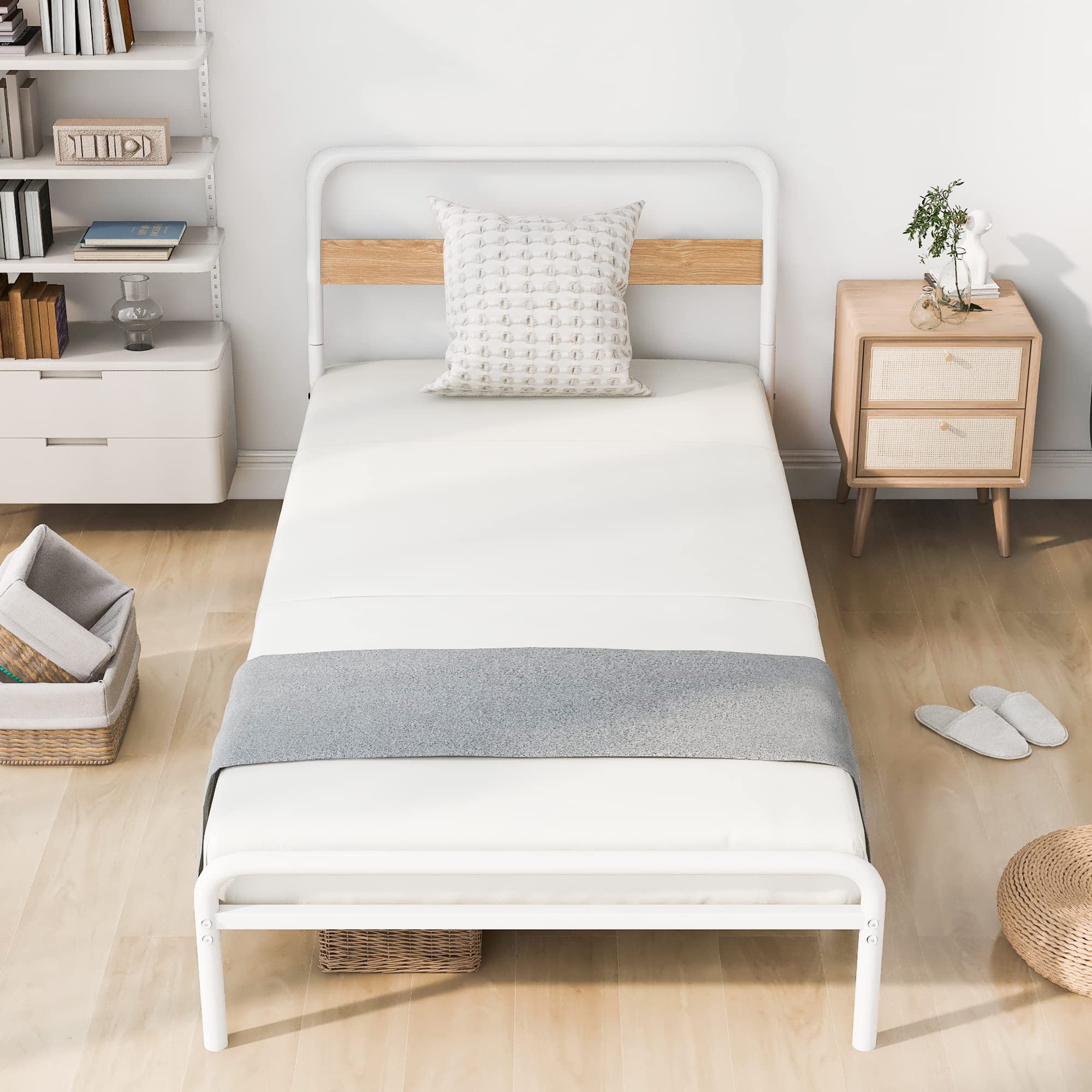 Amazon｜ベッドフレーム 幅202 床下20cm 木 アイアンベッド シングル