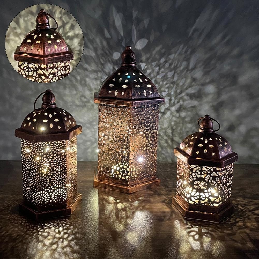 Eawfgtuw Lanterne in metallo effetto ottone stile marocchino