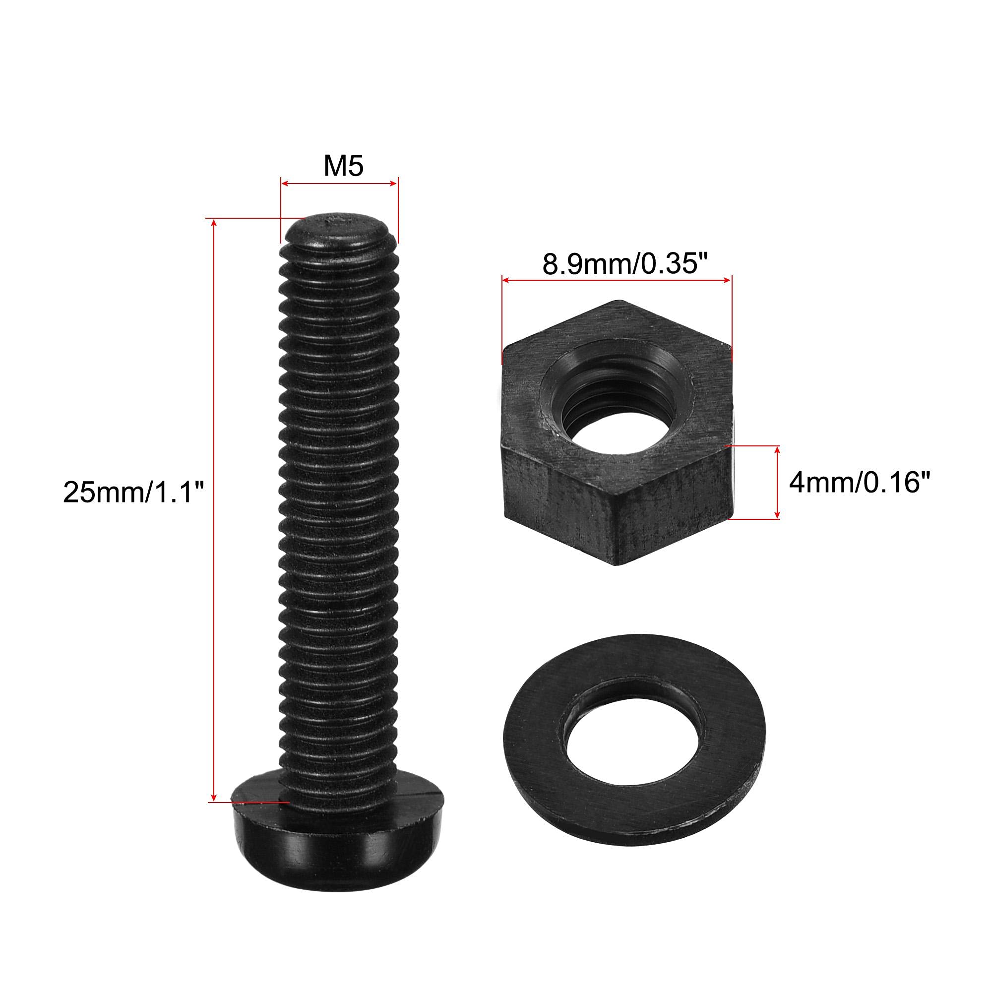 Lot De 20 Ensembles Boulons M5 X 25mm - Tête Cruciforme Plate, Avec écrous Et Rondelles - Pour Bricolage, électronique